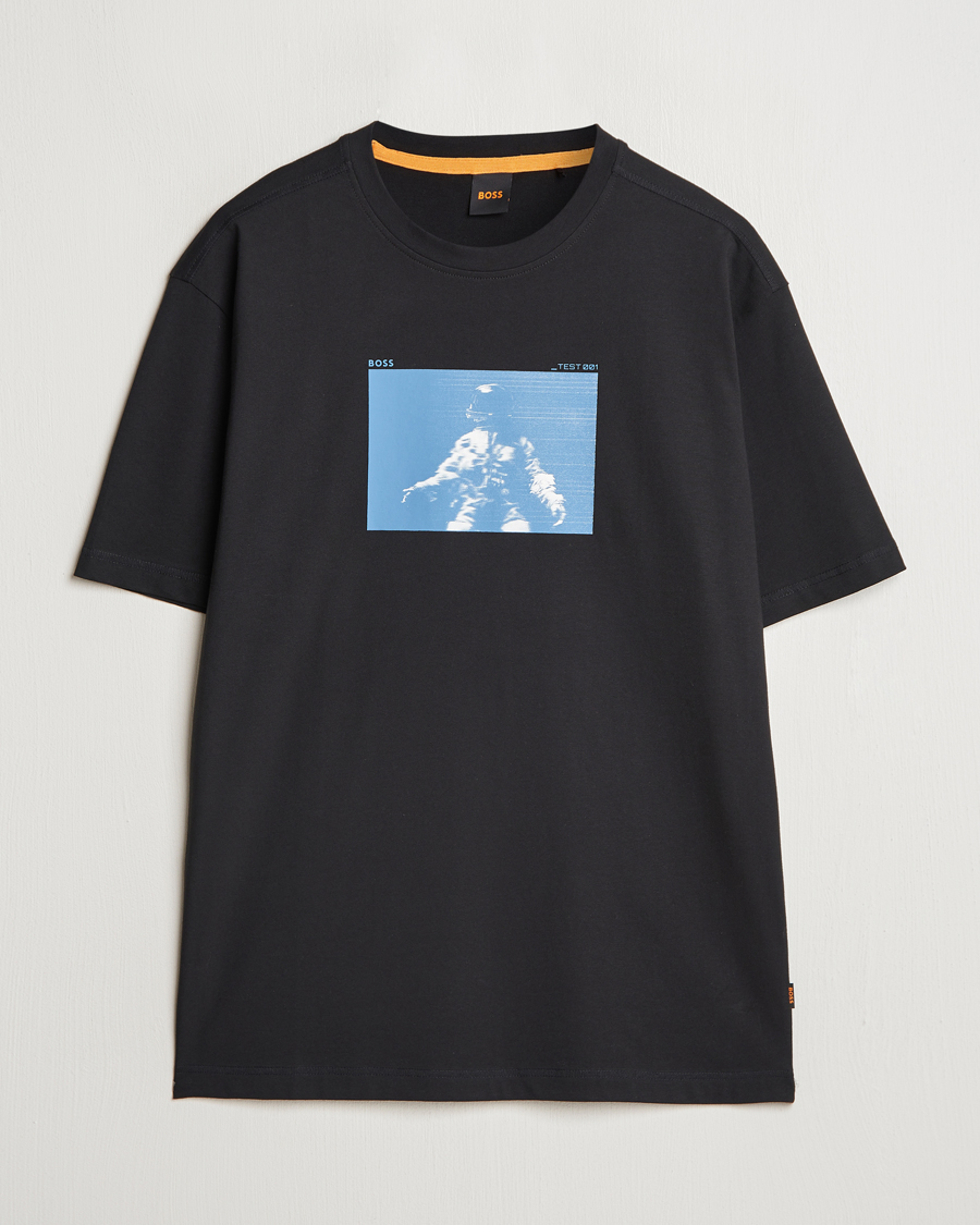 Homme | T-shirts | BOSS ORANGE | Printed Crew Neck T-Shirt Black