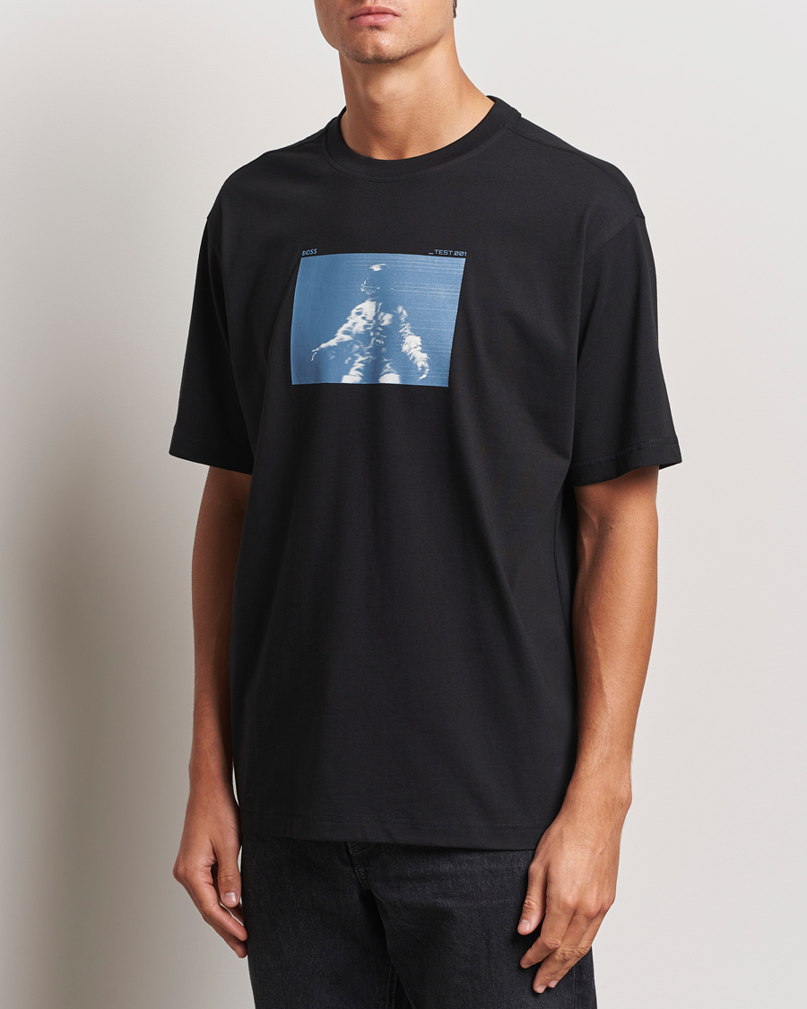 Homme | T-shirts | BOSS ORANGE | Printed Crew Neck T-Shirt Black