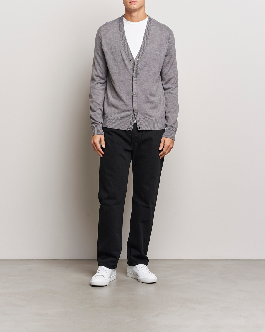 Homme | Pulls Et Tricots | BOSS ORANGE | Avac Wool Knitted Cardigan Light Grey