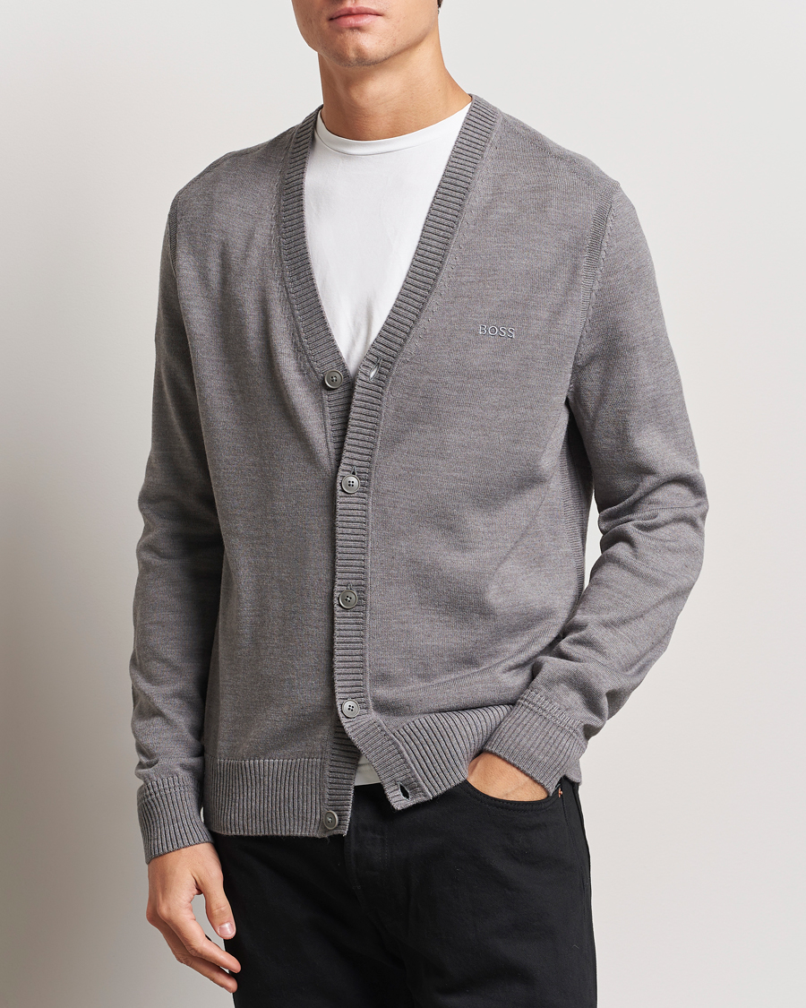 Homme | Pulls Et Tricots | BOSS ORANGE | Avac Wool Knitted Cardigan Light Grey