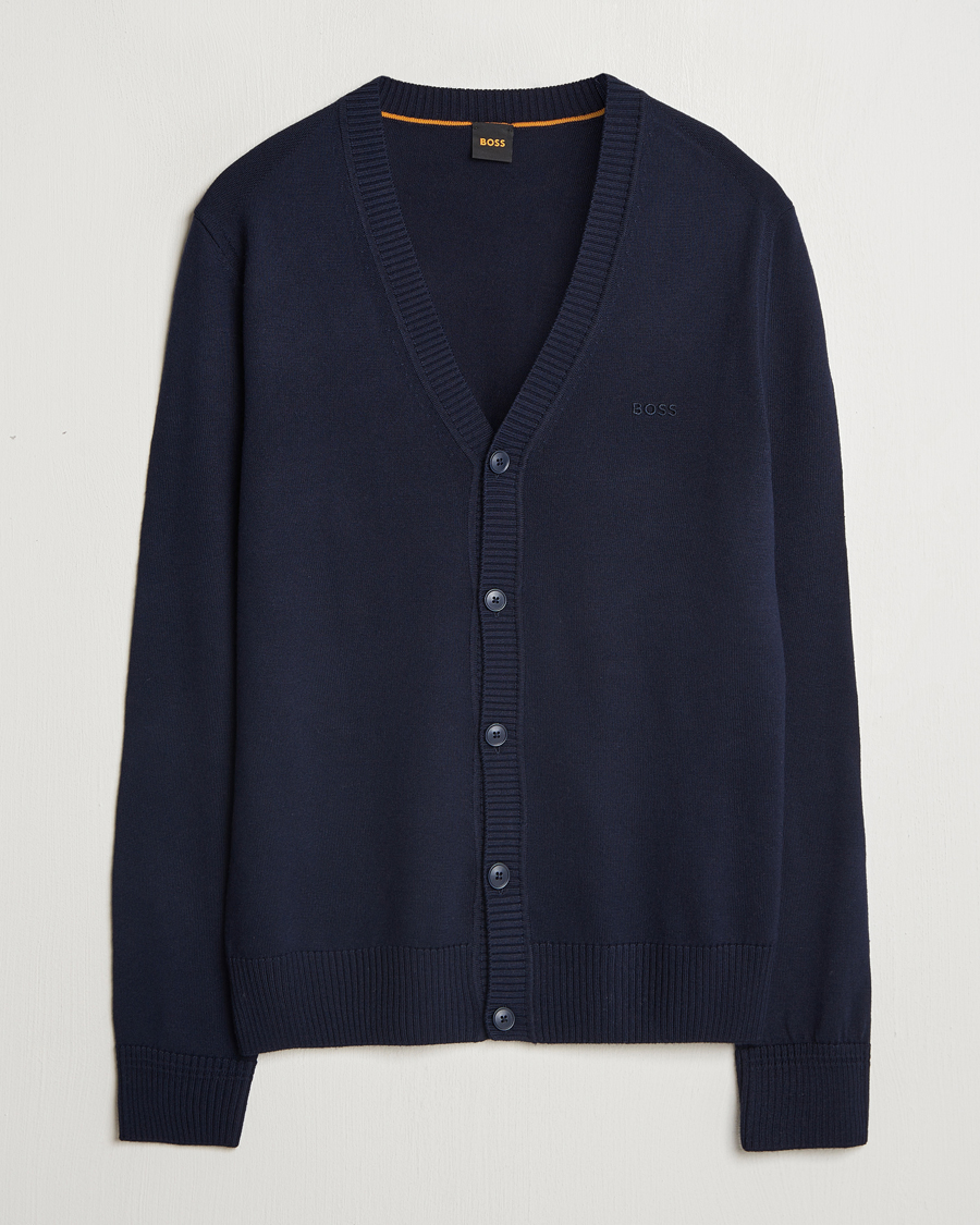 Homme | Pulls Et Tricots | BOSS ORANGE | Avac Wool Knitted Cardigan Dark Blue