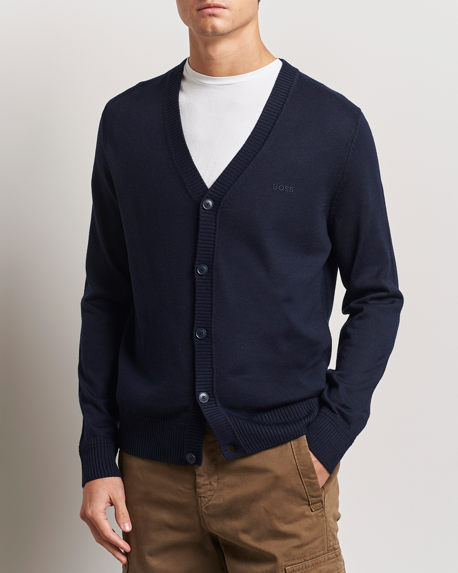 Homme | Pulls Et Tricots | BOSS ORANGE | Avac Wool Knitted Cardigan Dark Blue