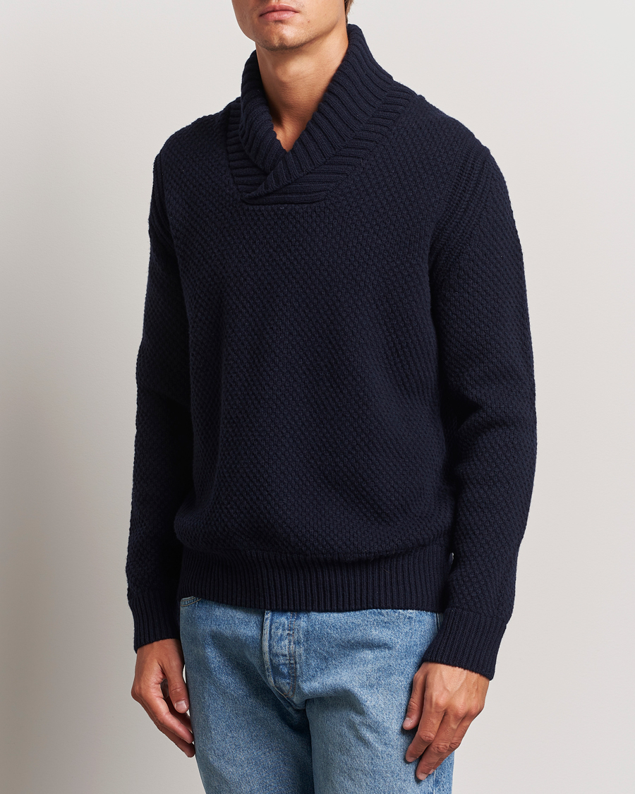 Homme | Pulls Et Tricots | BOSS ORANGE | Amadon Knitted Shawl Collar Sweater Dark Blue