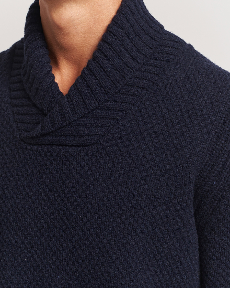 Homme | Pulls Et Tricots | BOSS ORANGE | Amadon Knitted Shawl Collar Sweater Dark Blue