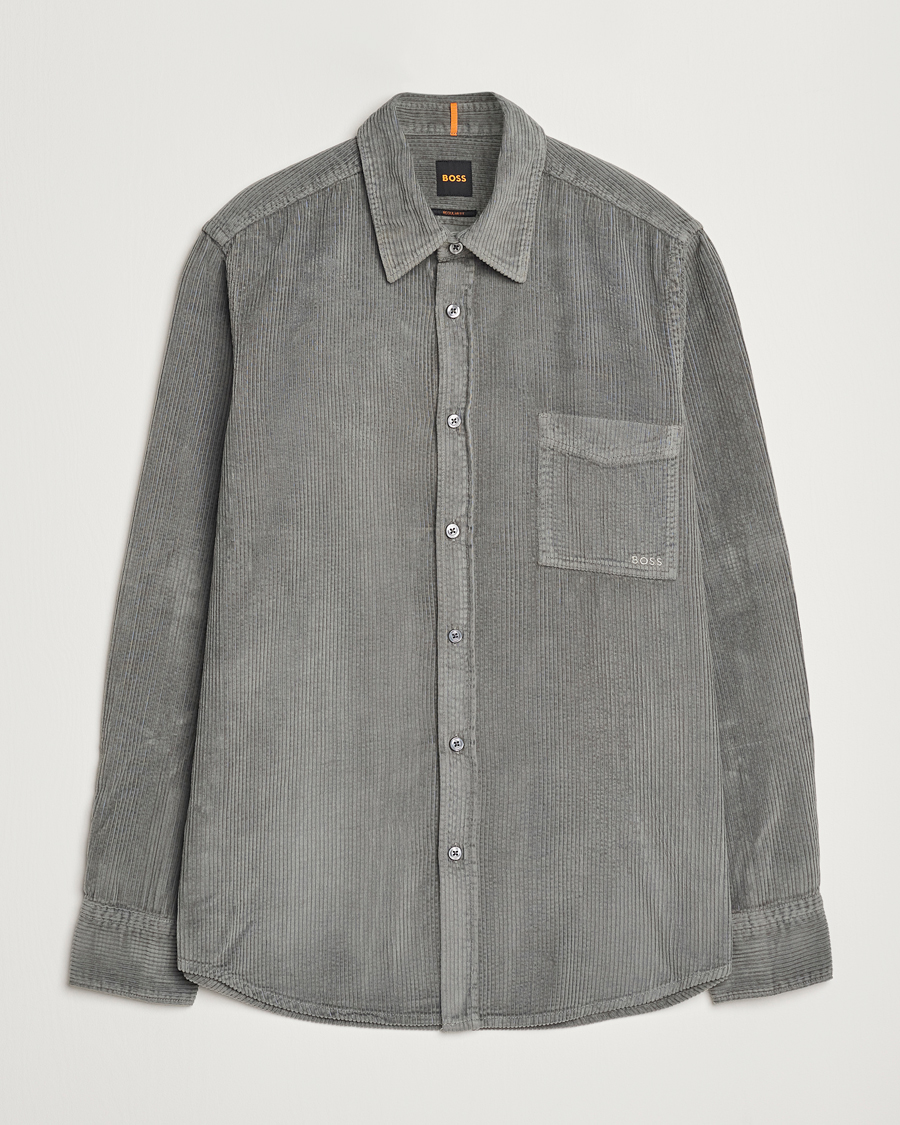 Homme | Chemises | BOSS ORANGE | Relegant Corduroy Shirt Open Grey