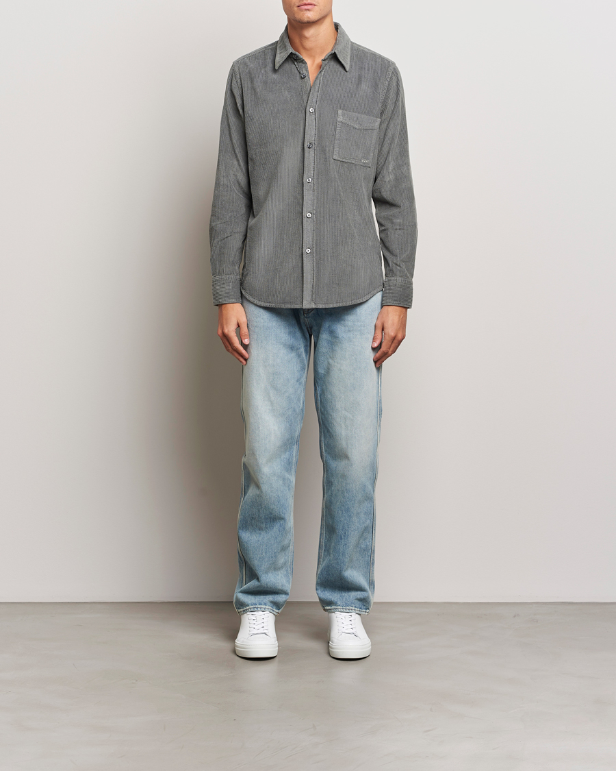 Homme | Chemises | BOSS ORANGE | Relegant Corduroy Shirt Open Grey