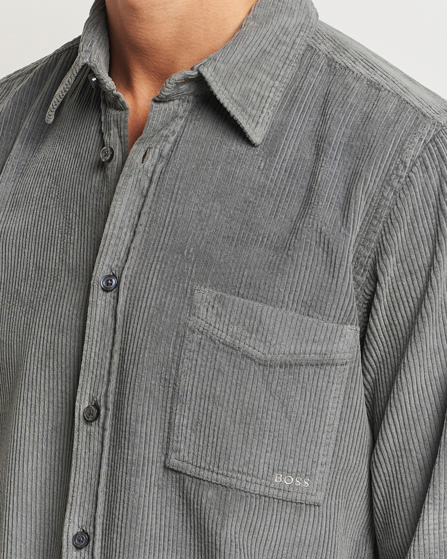 Homme | Chemises | BOSS ORANGE | Relegant Corduroy Shirt Open Grey