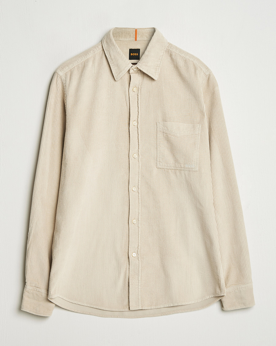 Homme | Chemises | BOSS ORANGE | Relegant Corduroy Shirt Light Beige