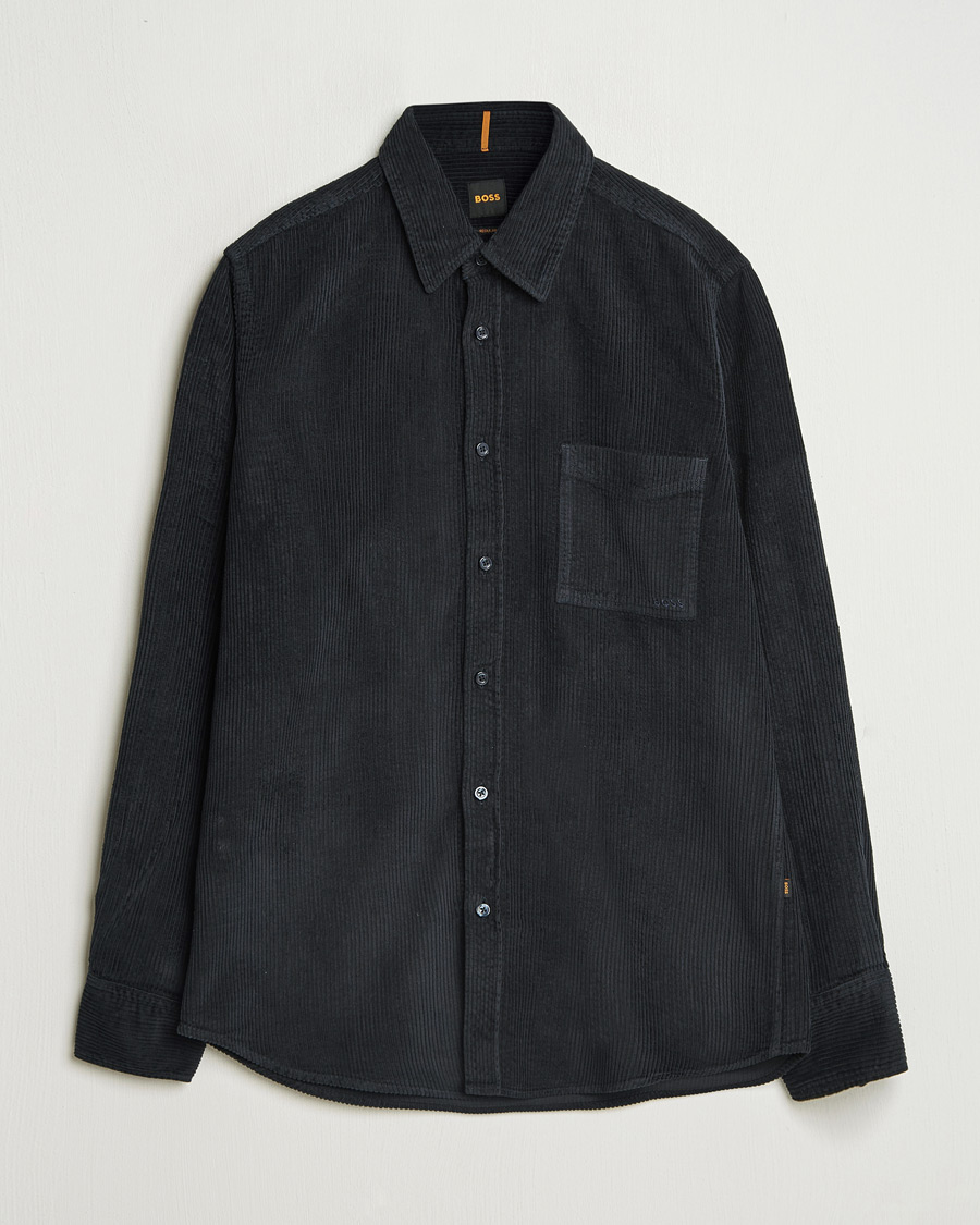 Homme | Chemises | BOSS ORANGE | Relegant Corduroy Shirt Dark Blue