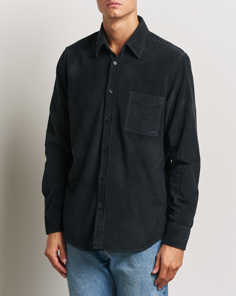 Homme | Chemises | BOSS ORANGE | Relegant Corduroy Shirt Dark Blue