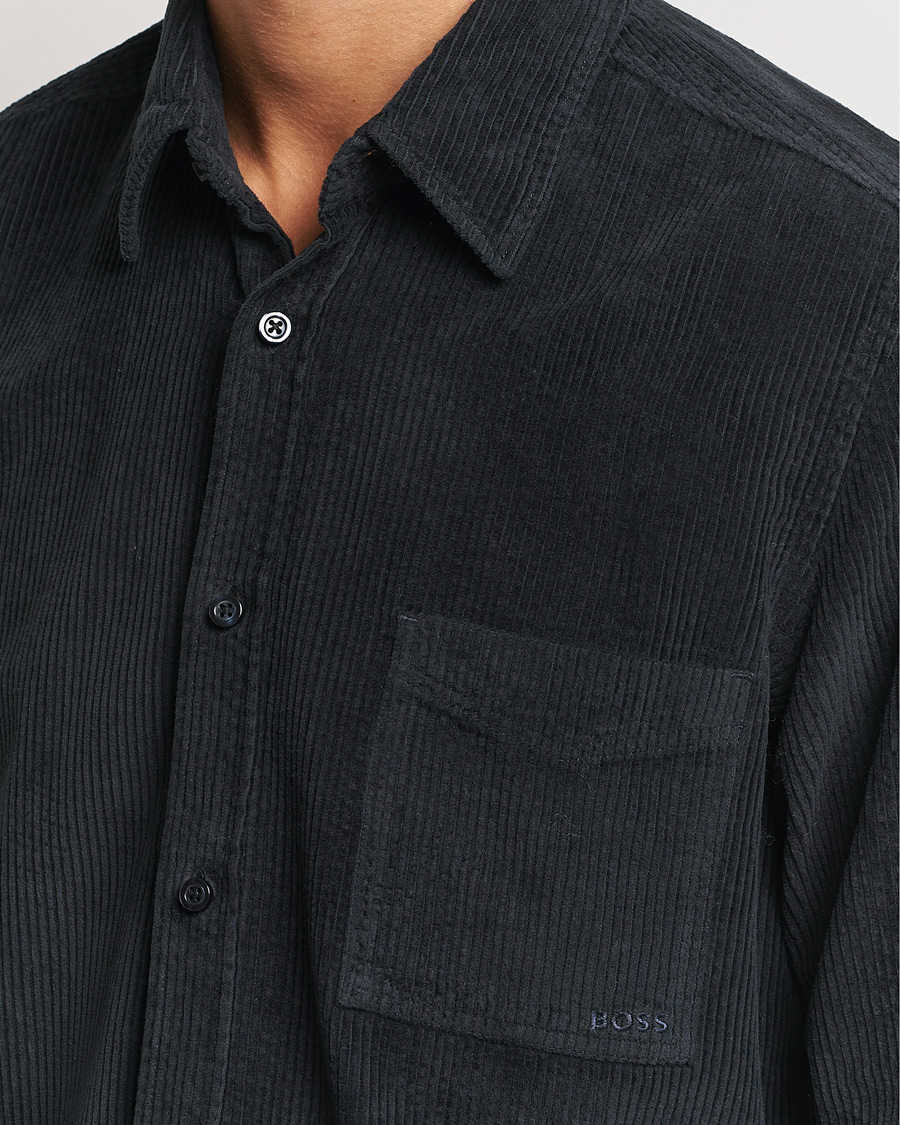 Homme | Chemises | BOSS ORANGE | Relegant Corduroy Shirt Dark Blue