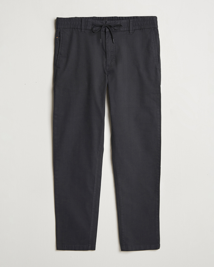 Homme | Pantalons | BOSS ORANGE | Tapered Drawstring Trousers Black