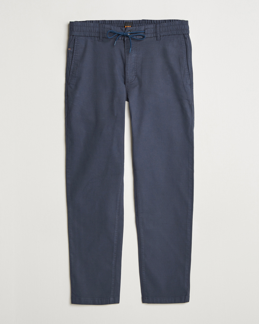Homme | Pantalons | BOSS ORANGE | Tapered Drawstring Trousers Dark Blue