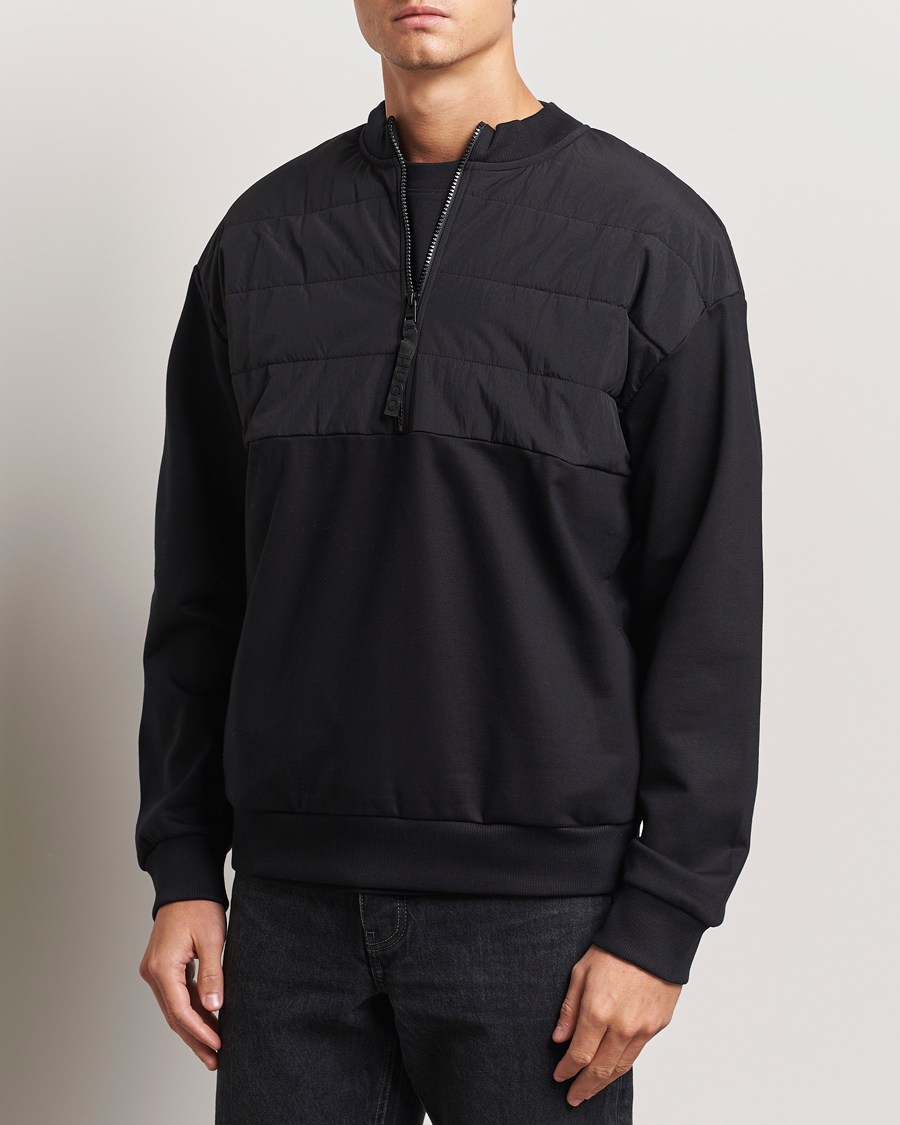 Homme | Pulls Et Tricots | HUGO | Detechsom Hybrid Half Zip Black