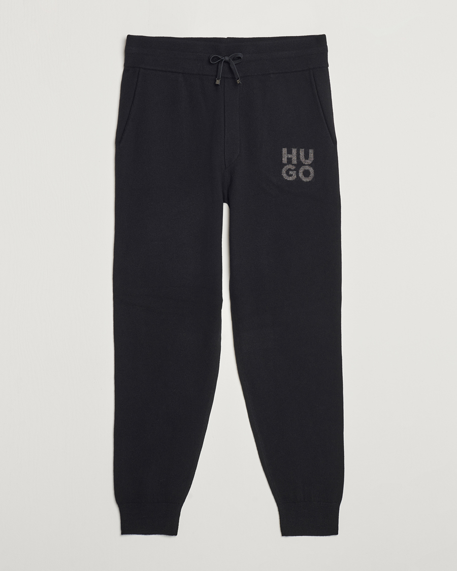 Homme | Pantalons | HUGO | San Steero Wool Knitted Joggers Black