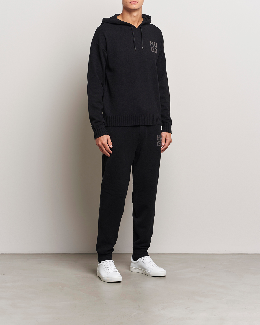 Homme | Pantalons | HUGO | San Steero Wool Knitted Joggers Black