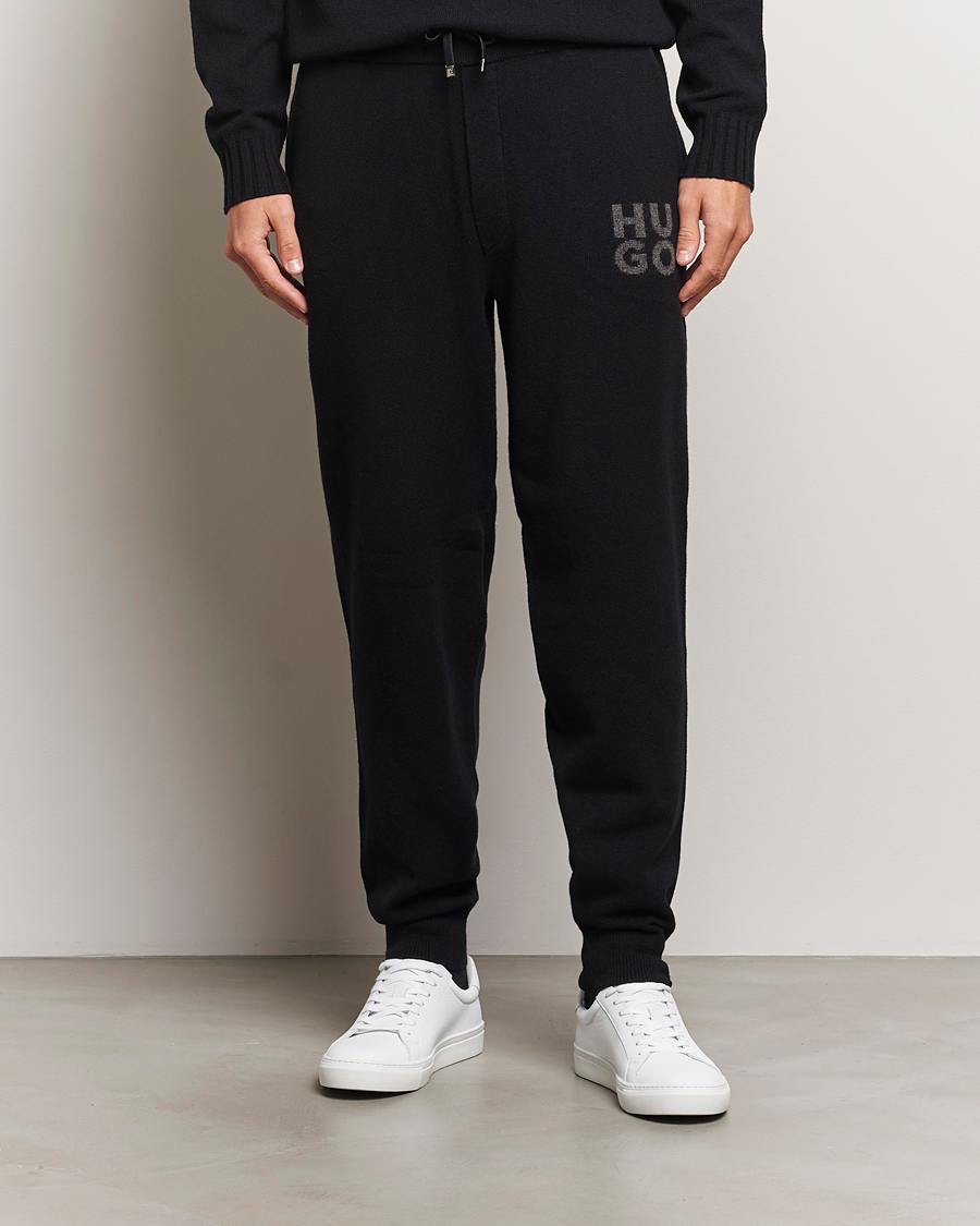 Homme | Pantalons | HUGO | San Steero Wool Knitted Joggers Black