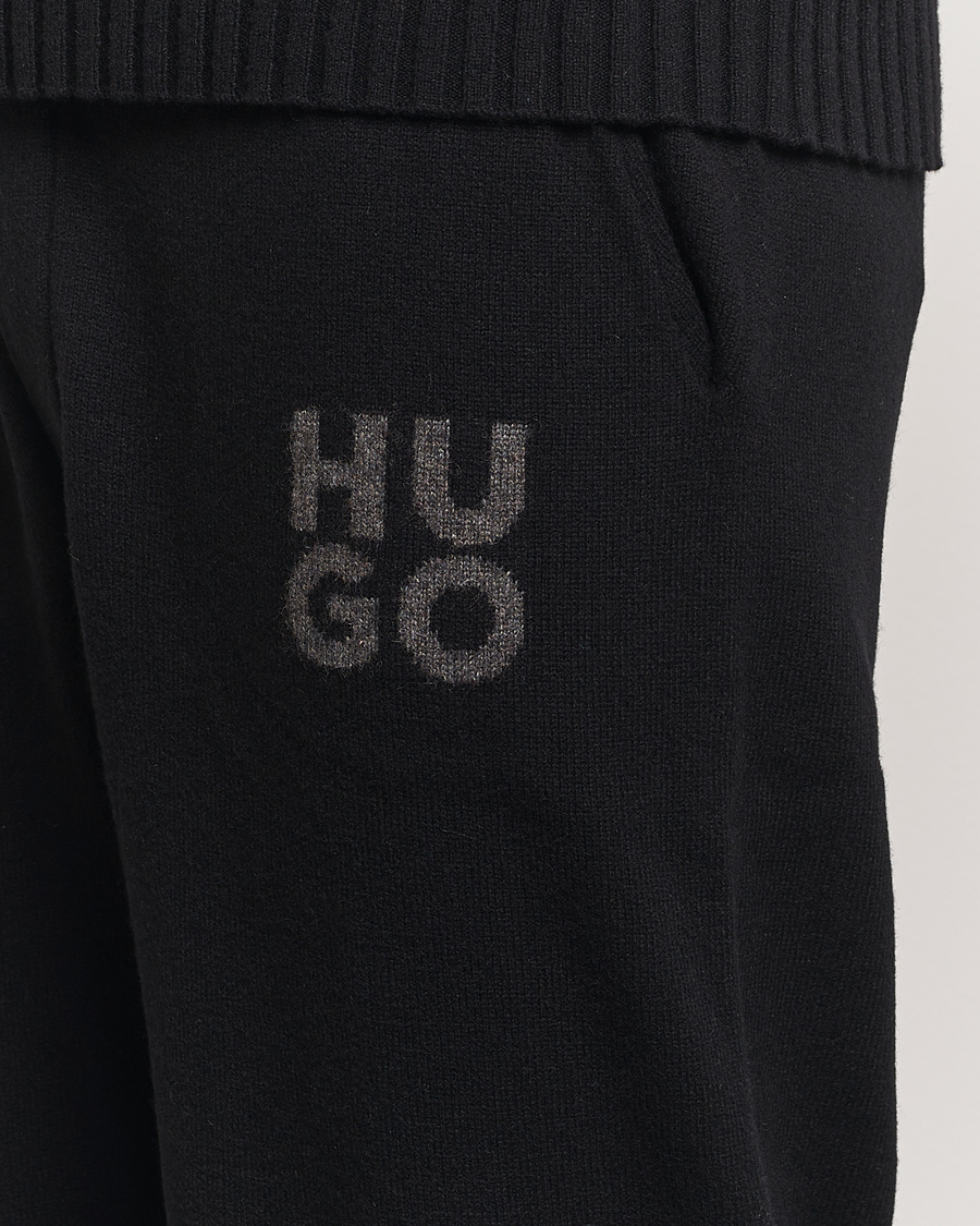 Homme | Pantalons | HUGO | San Steero Wool Knitted Joggers Black