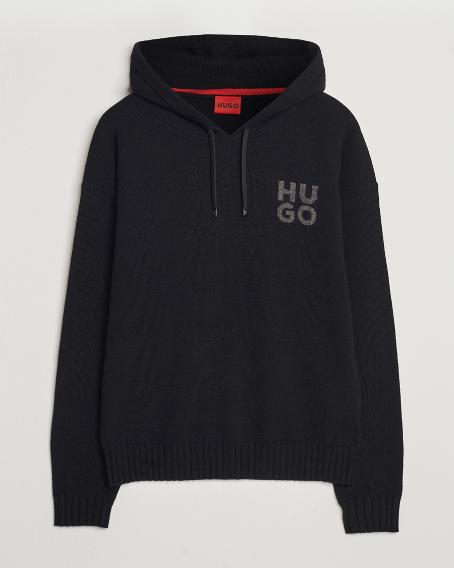 Homme | Pulls Et Tricots | HUGO | San Henry Wool Knitted Hoodie Black
