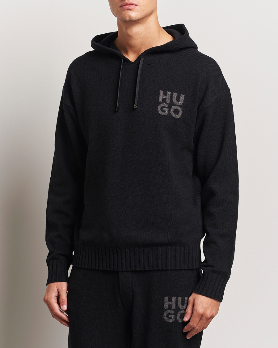 Homme | Pulls Et Tricots | HUGO | San Henry Wool Knitted Hoodie Black