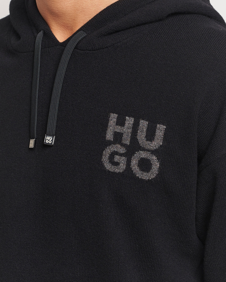 Homme | Pulls Et Tricots | HUGO | San Henry Wool Knitted Hoodie Black