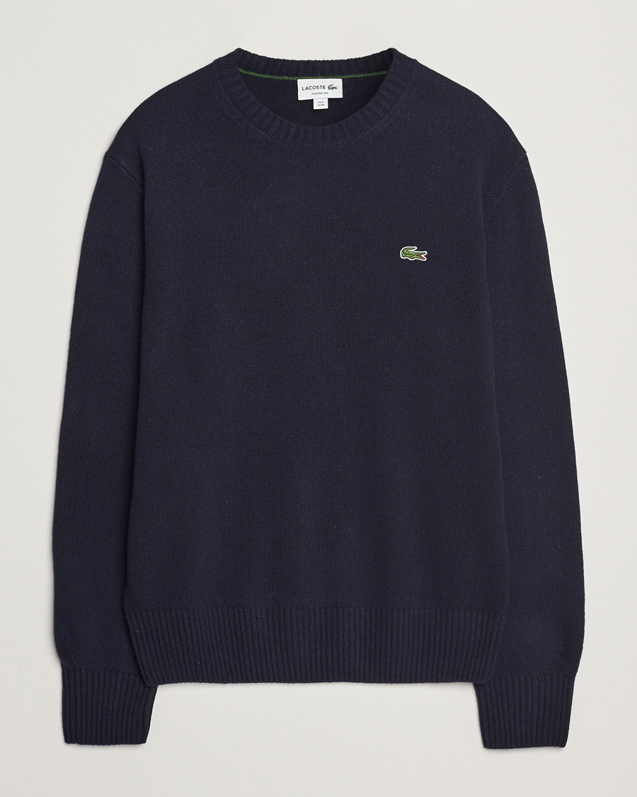 Homme | Pulls Et Tricots | Lacoste | Carded Wool Crew Neck Navy