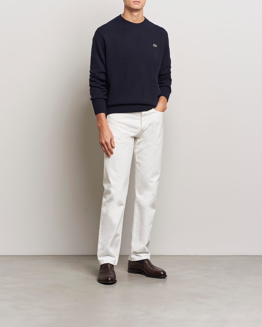 Homme | Pulls Et Tricots | Lacoste | Carded Wool Crew Neck Navy