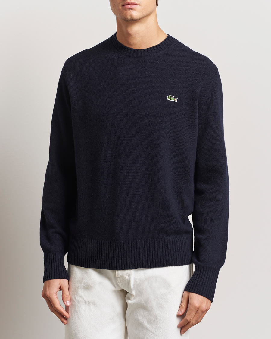 Homme | Pulls Et Tricots | Lacoste | Carded Wool Crew Neck Navy