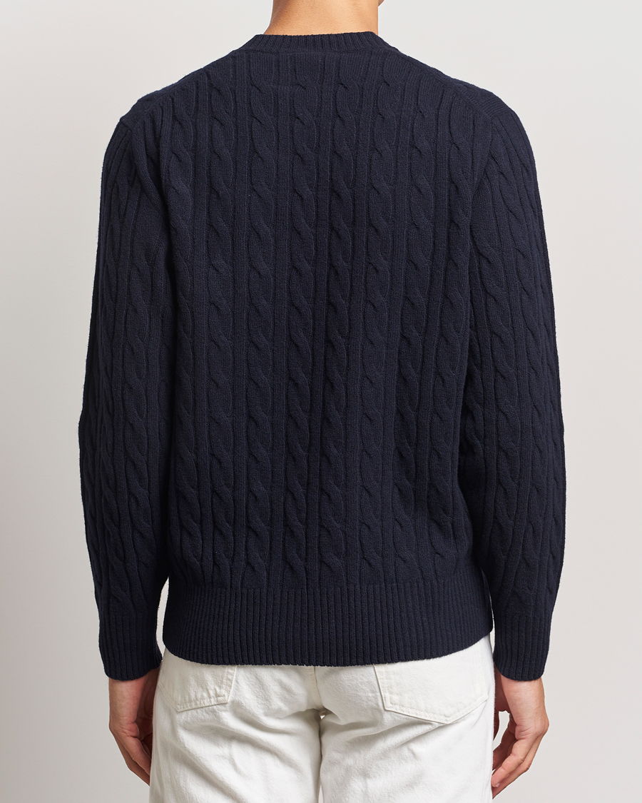 Homme | Pulls Et Tricots | Lacoste | Carded Wool Cable Crew Neck Navy