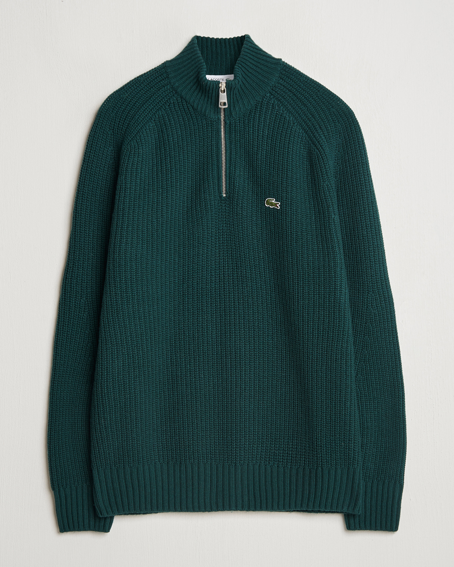 Homme | Pulls Et Tricots | Lacoste | Heavy Knitted Wool Half Zip Sinople