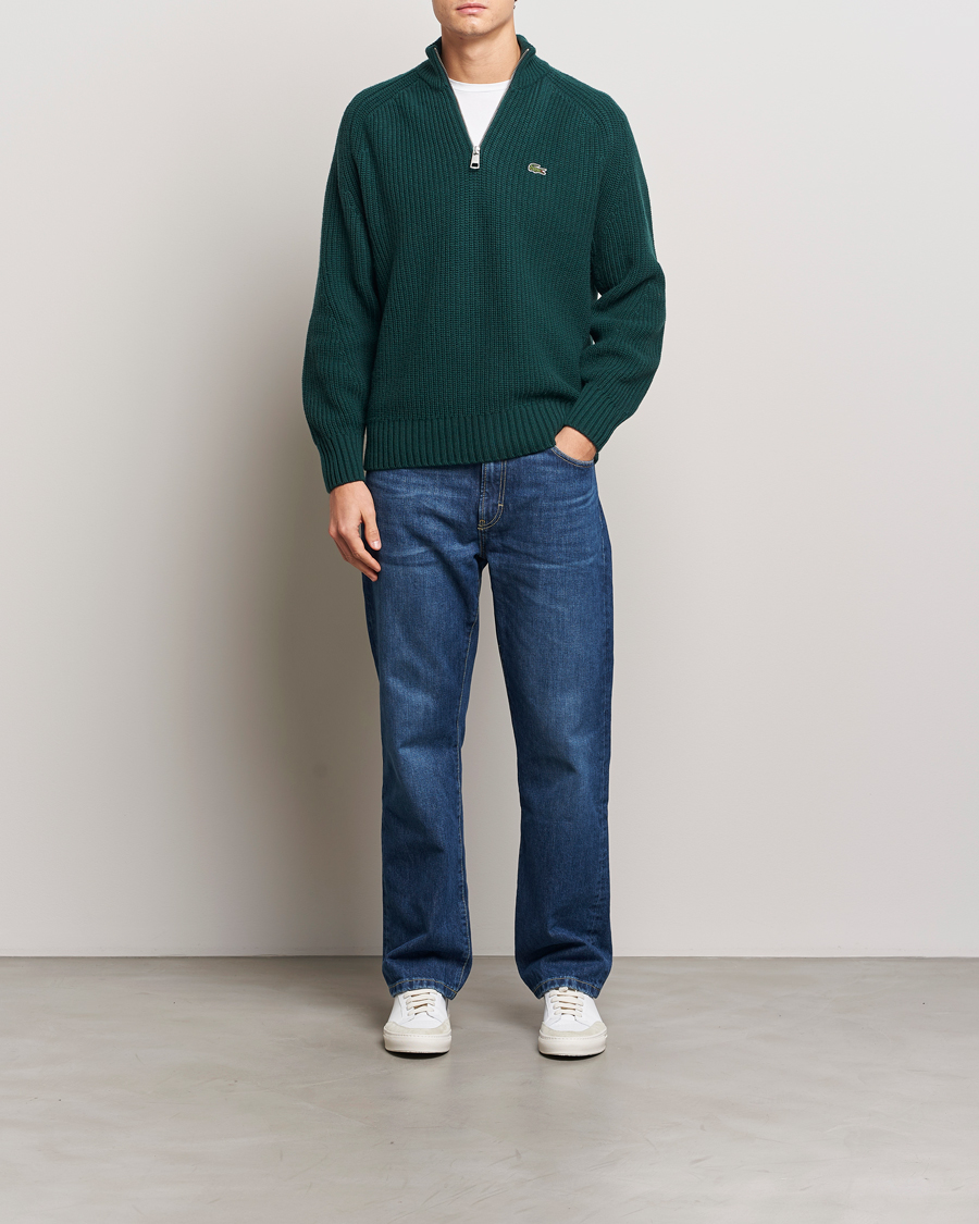 Homme | Pulls Et Tricots | Lacoste | Heavy Knitted Wool Half Zip Sinople