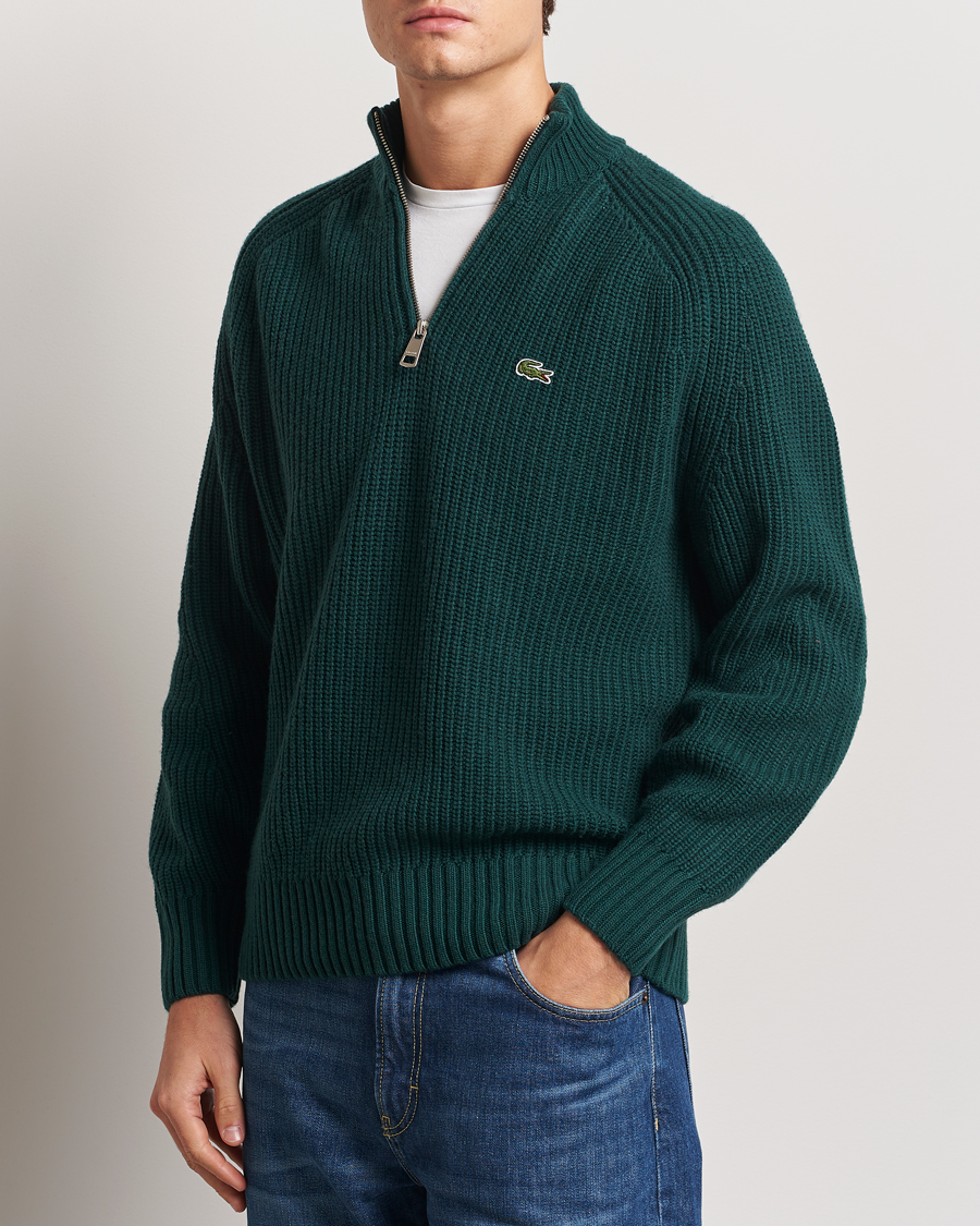 Homme | Pulls Et Tricots | Lacoste | Heavy Knitted Wool Half Zip Sinople