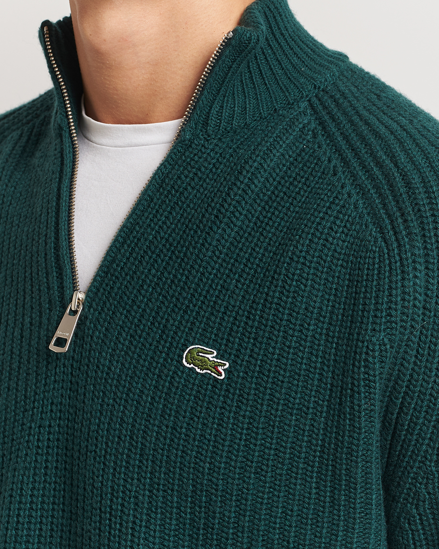 Homme | Pulls Et Tricots | Lacoste | Heavy Knitted Wool Half Zip Sinople