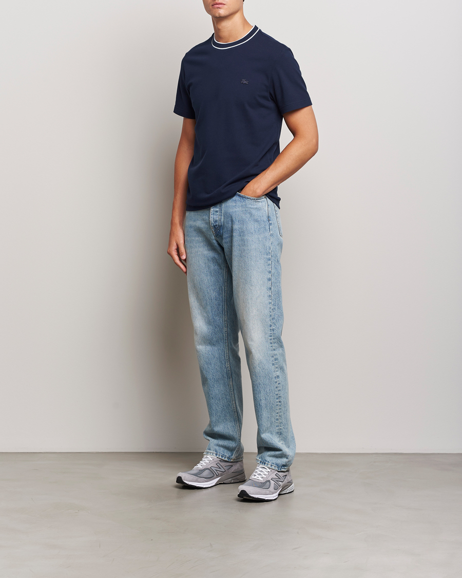 Homme | T-shirts | Lacoste | Contrast Rib Piqué T-Shirt Navy Blue