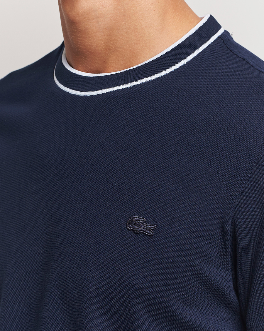 Homme | T-shirts | Lacoste | Contrast Rib Piqué T-Shirt Navy Blue