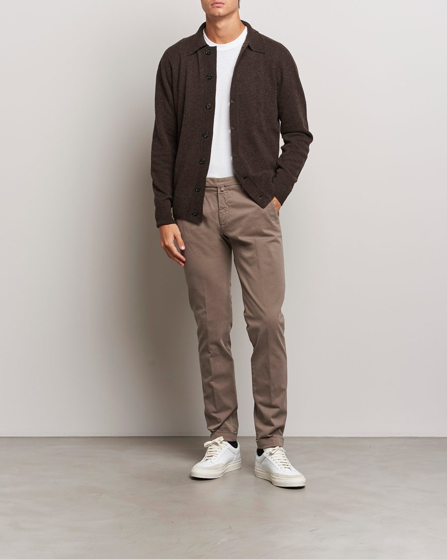Homme | Pantalons | Briglia 1949 | Slim Fit Cotton Stretch Chino Taupe