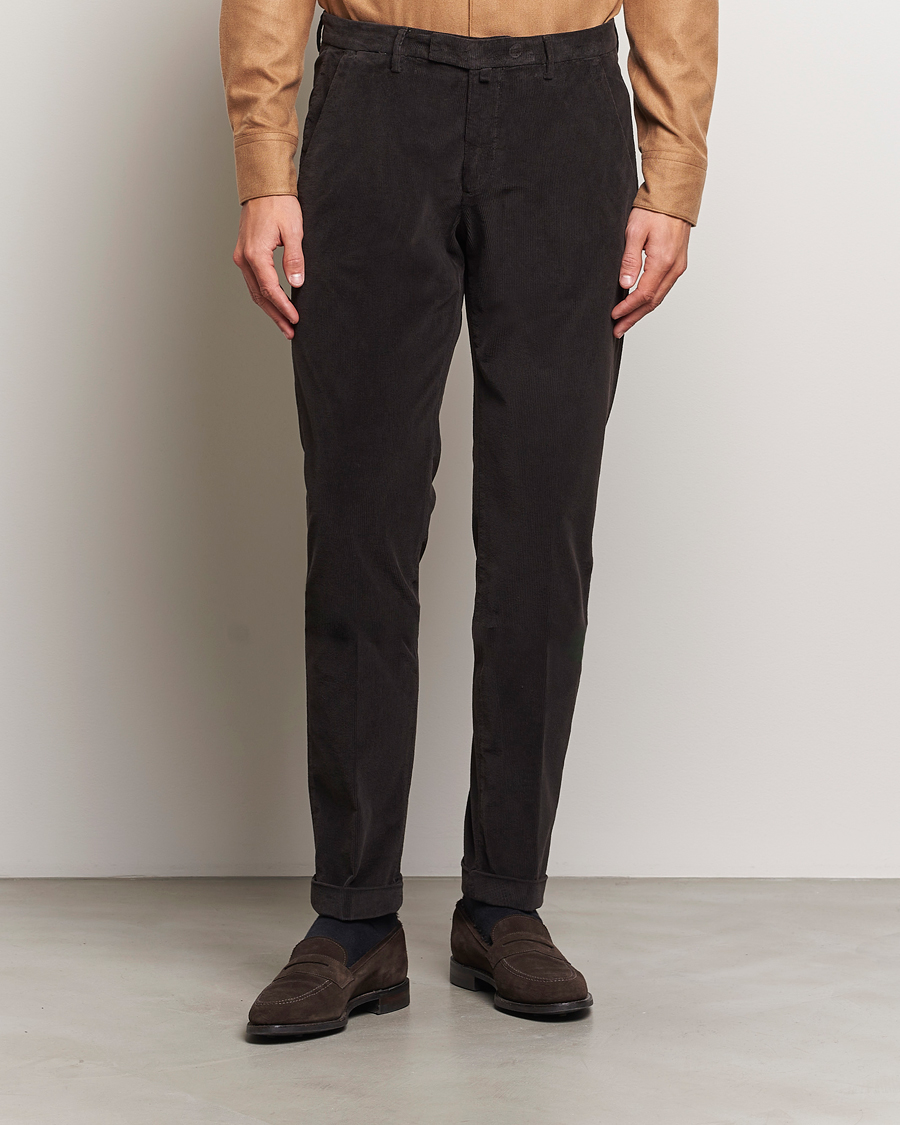 Homme | Pantalons | Briglia 1949 | Slim Fit Corduroy Trousers Dark Brown