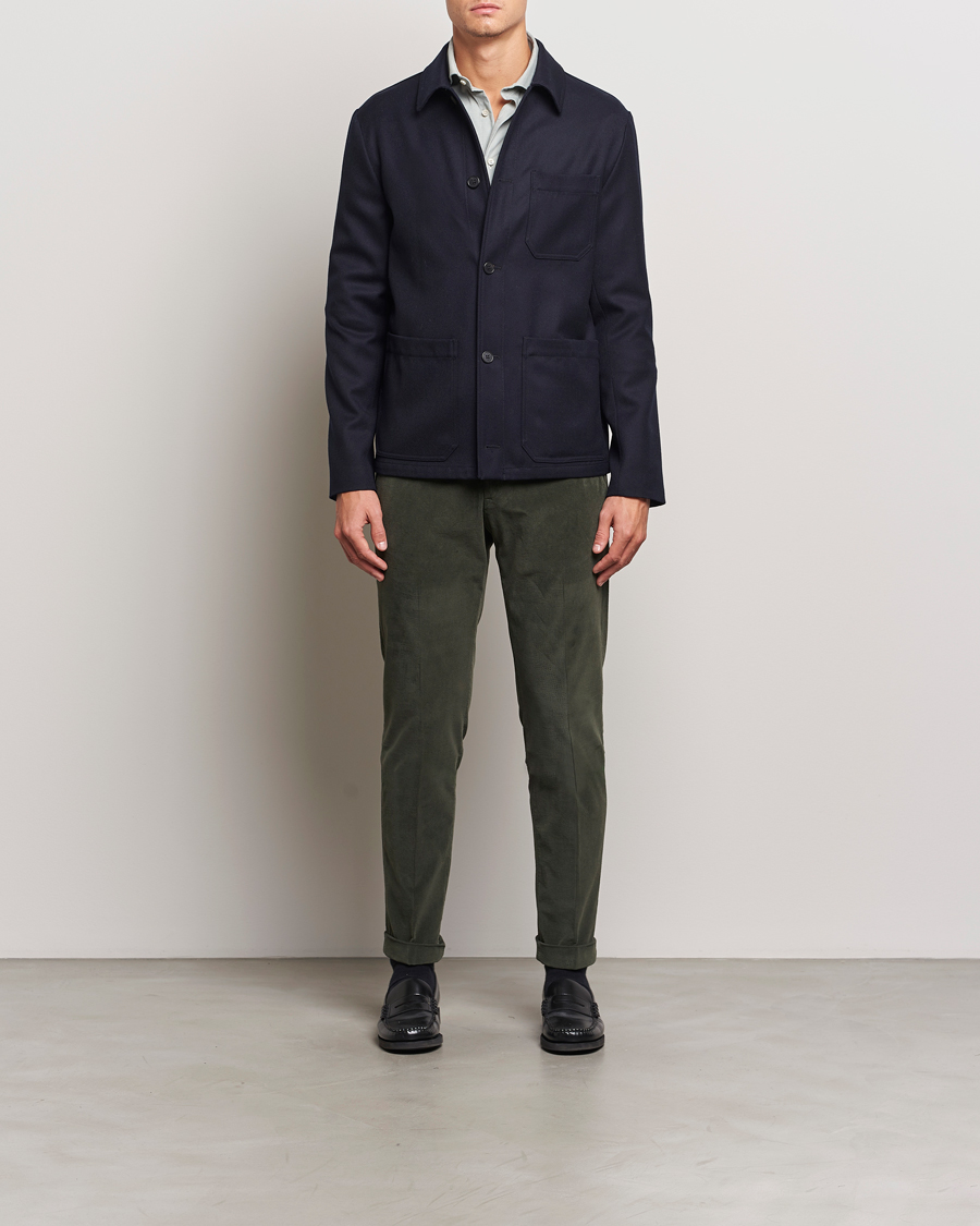 Homme | Pantalons | Briglia 1949 | Slim Fit Corduroy Trousers Dark Green