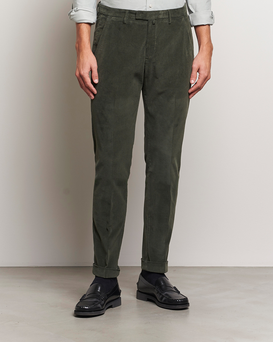 Homme | Pantalons | Briglia 1949 | Slim Fit Corduroy Trousers Dark Green