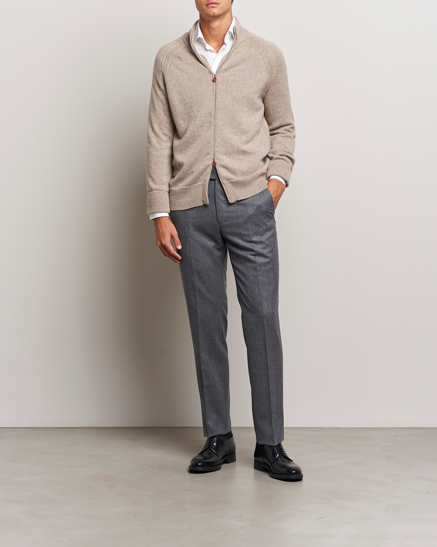 Homme | Pulls Et Tricots | Kiton | Cashmere Raglan Full Zip Beige