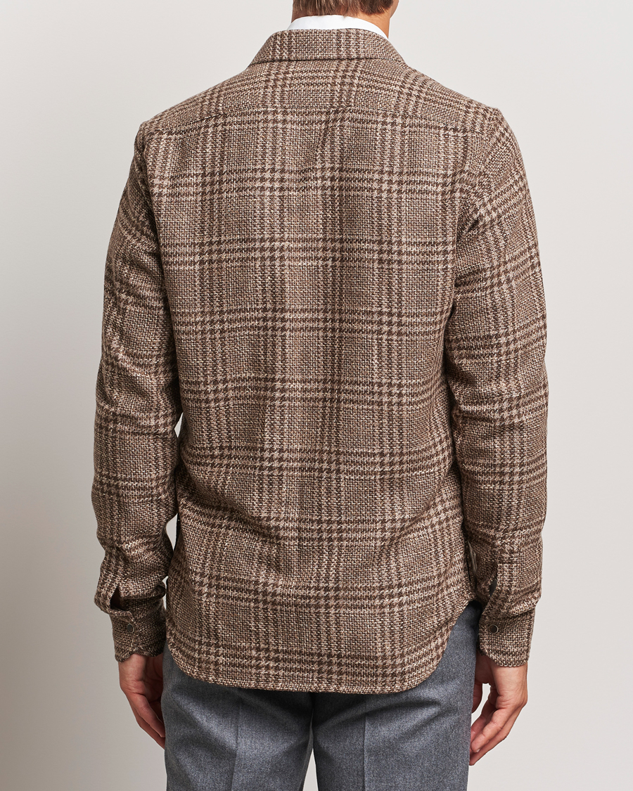 Homme | Chemises | Kiton | Wool Check Overshirt Brown Check