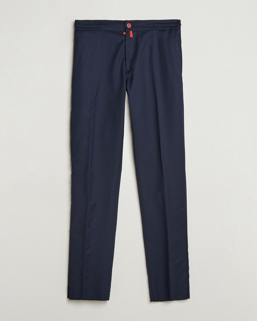Homme | Pantalons | Kiton | Wool Stretch Drawstring Trousers Navy