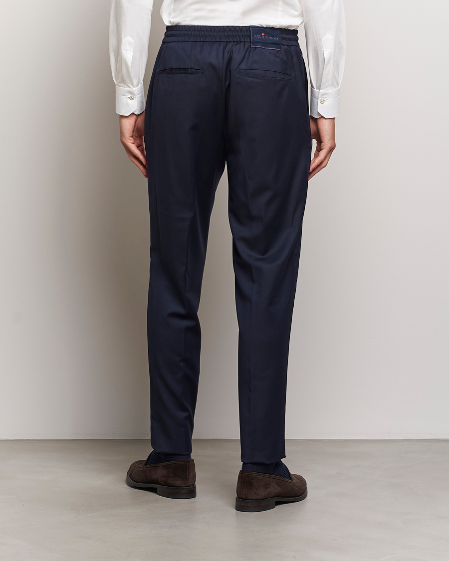 Homme | Pantalons | Kiton | Wool Stretch Drawstring Trousers Navy