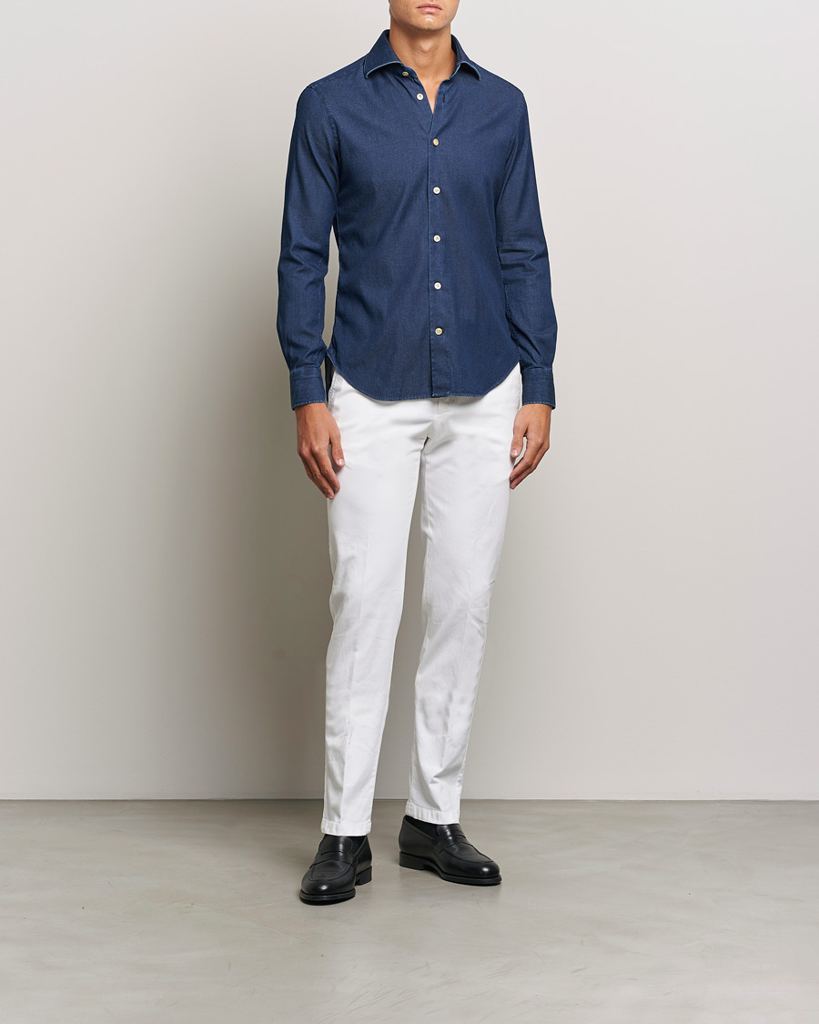 Homme | Pantalons | Kiton | Cotton Stretch Trousers Optic White