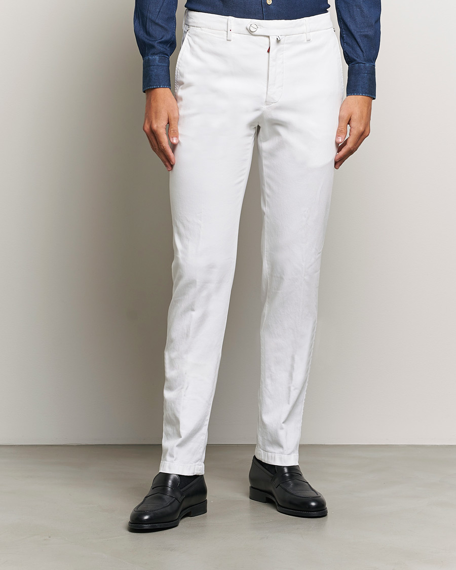 Homme | Pantalons | Kiton | Cotton Stretch Trousers Optic White