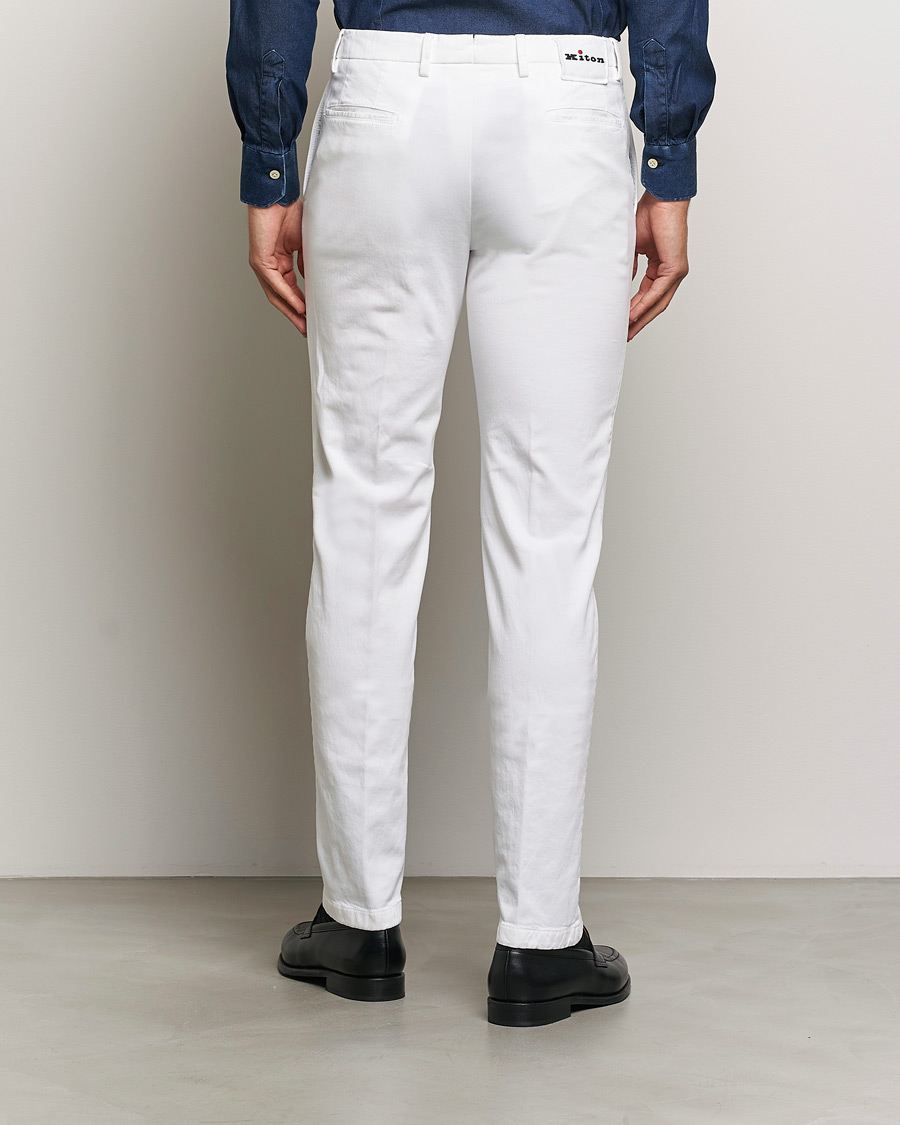 Homme | Pantalons | Kiton | Cotton Stretch Trousers Optic White