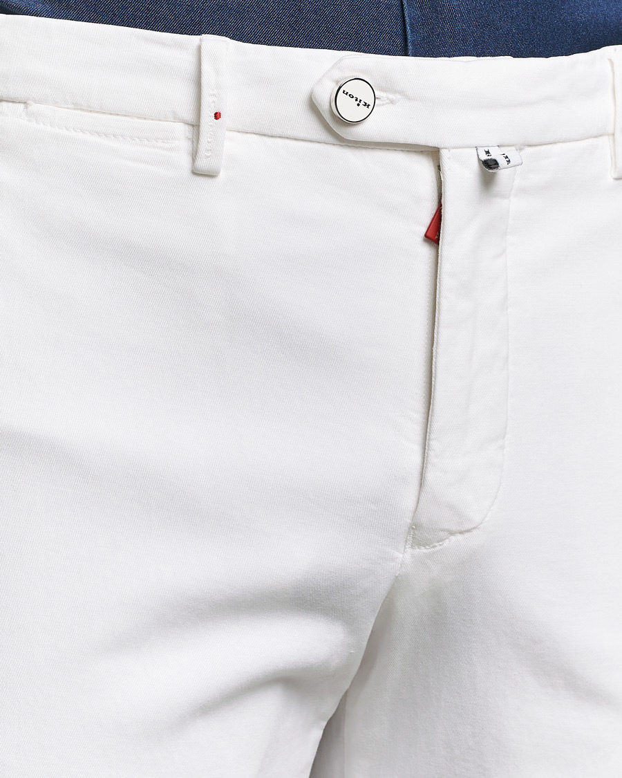 Homme | Pantalons | Kiton | Cotton Stretch Trousers Optic White