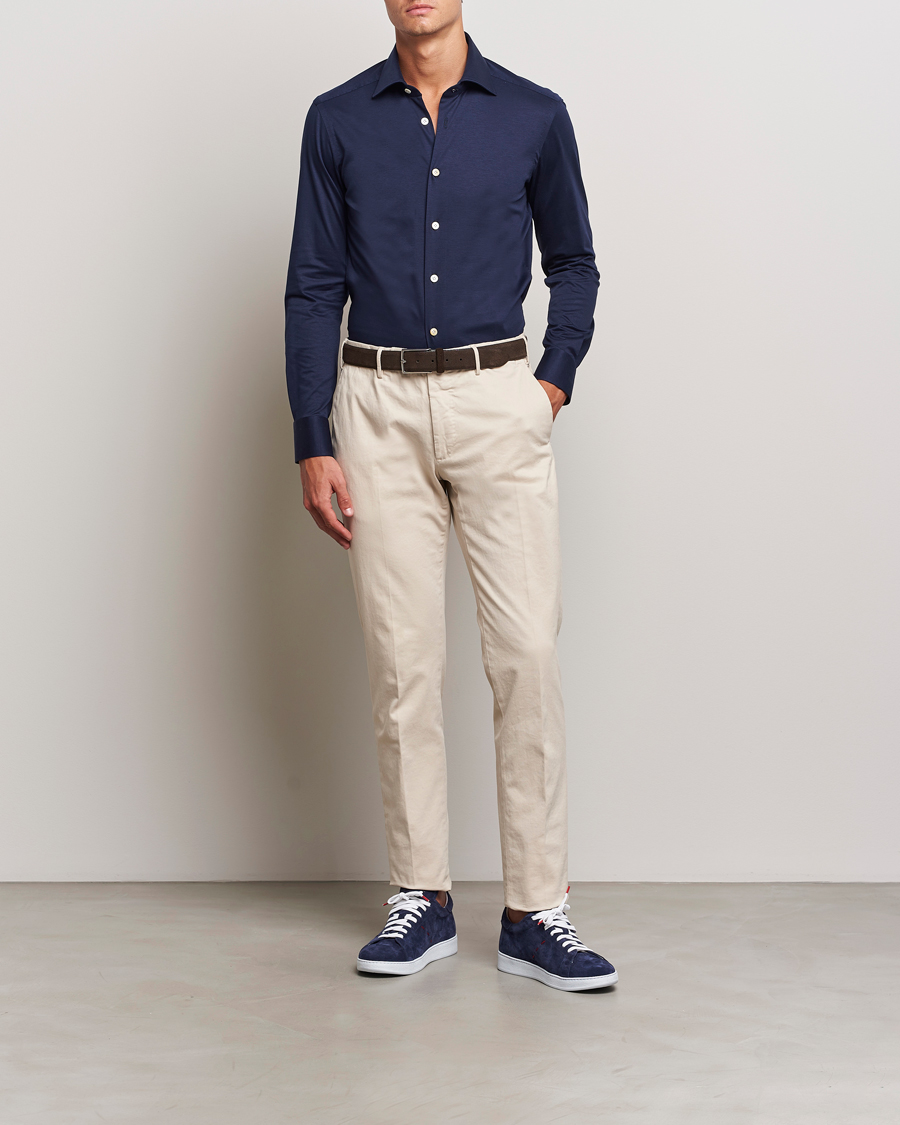 Homme | Chemises | Kiton | Cotton Jersey Shirt Navy