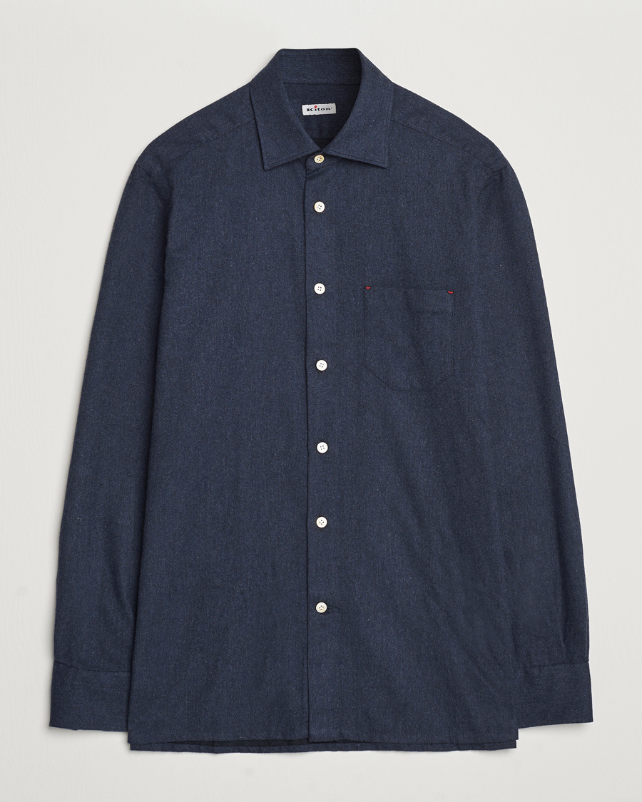 Homme | Chemises | Kiton | Soft Flannel Sport Shirt Navy