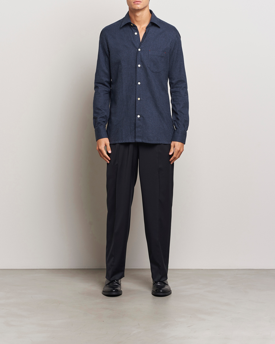 Homme | Chemises | Kiton | Soft Flannel Sport Shirt Navy